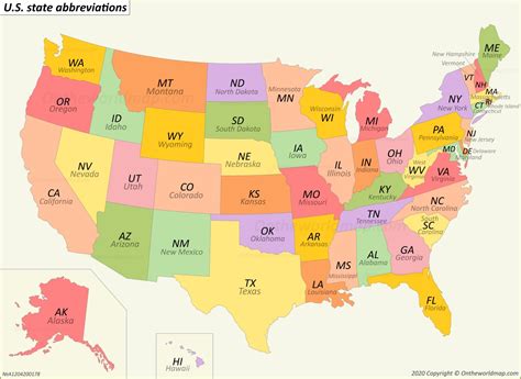Map of USA with State Abbreviations